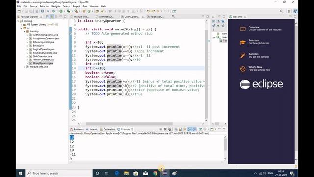 Java Operator - Arthimetic Operator and Unary operator
