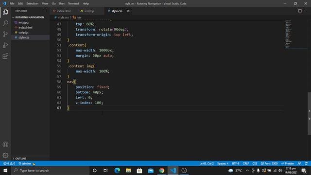How to make Rotating Navbar Menu with Vanilla Javascript | HTML CSS Javascript Project