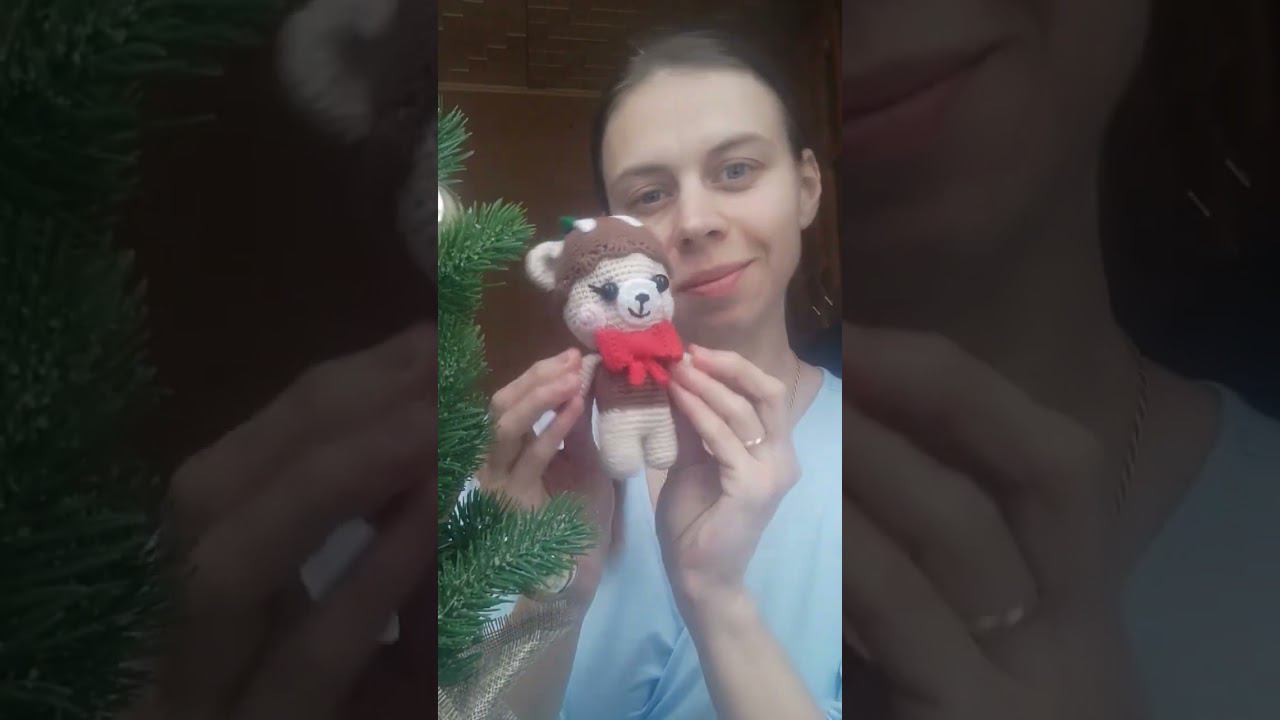 Рождественский мишка по описанию @Emily #амигуруми  #связано_с_эмили