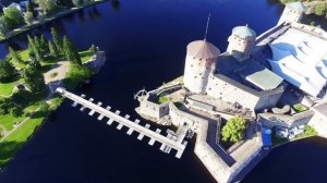 Olavinlinna Savonlinna from the air 4K Finland from above drone video