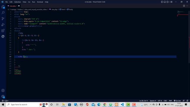 PHP star Pattern Program - Part1