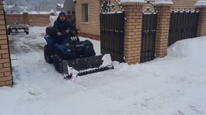 чистим снег отвалом, ямаха гризли 700