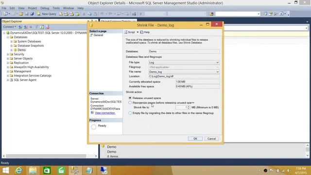 SQL Server DBA Tutorial 38-How to Shrink MDF Database Data File in SQL Server