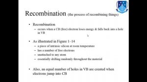 Conduction in SC| Current in SC| Electron-hole pair| Recombination | Electron Current | Hole curren