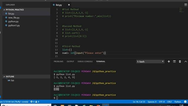 Smallest value in list python