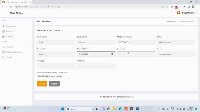 Teacher Subject Allocation System using PHP and MySQL | PHPGurukul