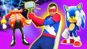 Молот ТОРА VS Доктор Эггман - Видео с игрушками из мультфильма Соник Бум для детей