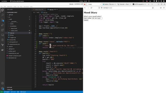 Tutorial overview Devops Linux Git Python Flask mood tracker container deployment example