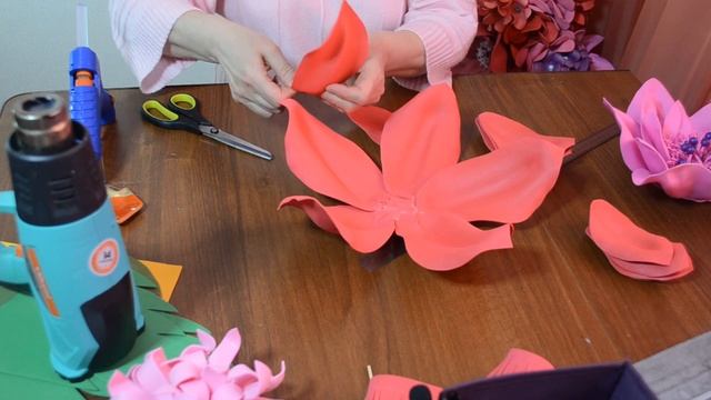 2. Анемон из фоамирана. Мастер-класс. Цветок из фоамирана. Пошаговое видео и шаблоны.Фоамиран/изоло смотреть онлайн