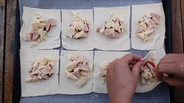 Треугольнички из слоеного теста-просто, быстро, очень вкусно!Дети будут в восторге/Blätterteiggebäc