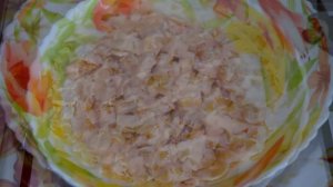 Простой салат "Грибная поляна" с консервированными шампиньонами и ветчиной, рецепт пошагово