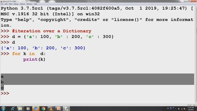 #22 #olevel #ALevel #python iteration over a dictionary in #python with #example in #hindi #2021