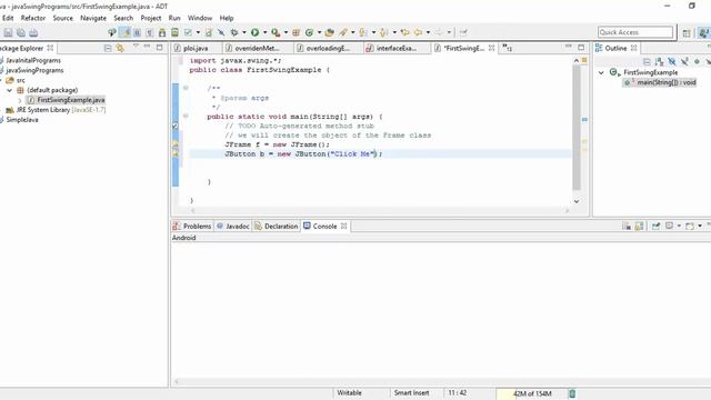 java-swing FIRST EXAMPLE смотреть онлайн