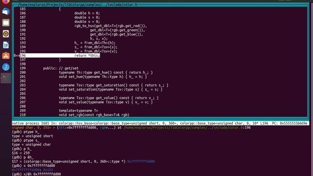 GDB. Просмотр данных смотреть онлайн