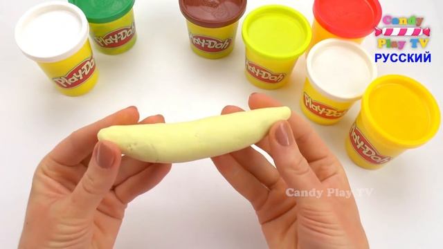 Учим цвета с пластилином Плей До для детей | Лепим Фрукты Банан и Арбуз из пластилина Play Doh смотреть онлайн