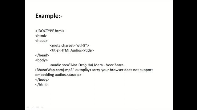 HTML Audio Element with example in Hindi || HTML Audio Tag and Source element with example in Hindi