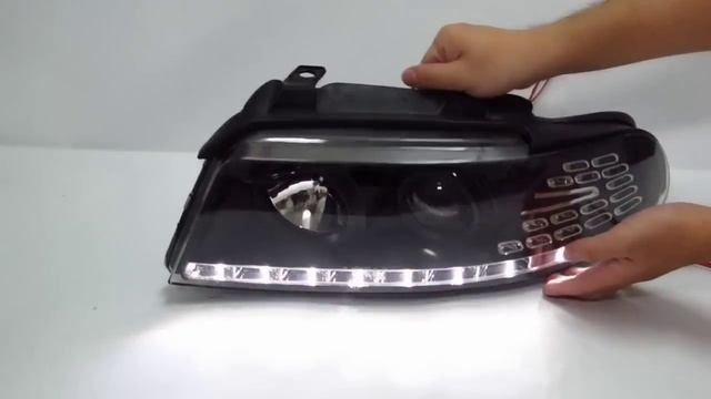 A4/S4 1994-2001 B5 8D Projector LED R8 HEADLIGHT w/Amber Black for AUDI