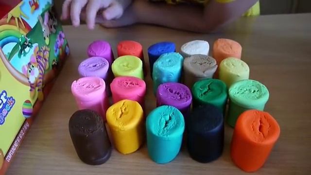 PLAY-DOH 20 COLORS Открываем тесто для лепки 20 цветов / Katya Toys TV смотреть онлайн