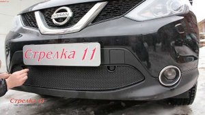 Защита радиатора PREMIUM для NISSAN QASHQAI 2014г.в. с парктроником (Черная) - strelka11.ru