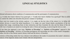 Лекция 1 Stylistics as a  linguistic science
