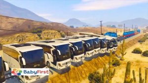 Как Остановить Поезд С Дисне Машинами Пожарная Машина И Автобус