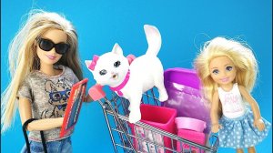 Куклы #Барби Мама Наташа и Дочка Даша В Зоомагазине Покупают Котёнка игрушки для девочек
