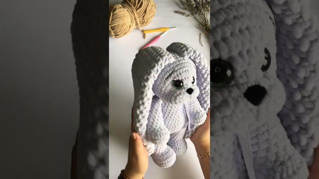 Амигуруми МК плюшевый зайчик с длинными ушами крючком \ авторский МК Рябушкина Алёна