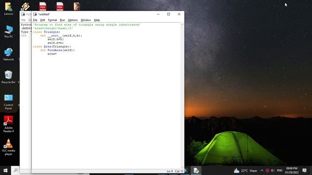 Python Program To Find Area Of Triangle Using Single Inheritance