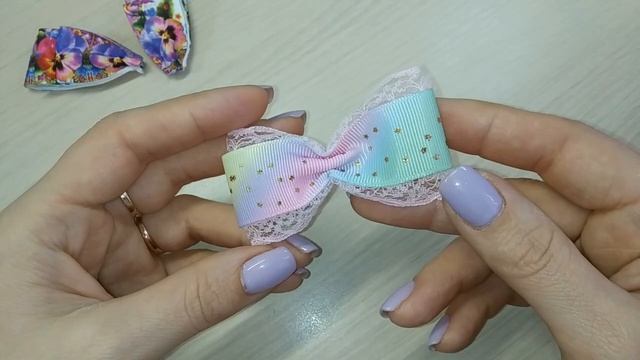 Ободок весенний с нежными цветочками. Весенний бант на ободке.