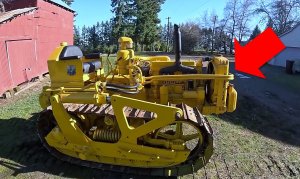 Запуск и поездка на тракторе Caterpillar D4 (1950 год выпуска)