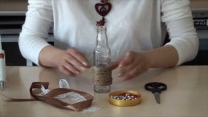Мастер-класс: Декор стеклянной бутылки джутовым шпагатом