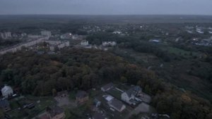 Гурьевск Калининградская область, обзор центра города в вечернее время. Администрация Гурьевска