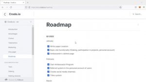 Анализ дорожной карты (Roadmap) CRODO.IO