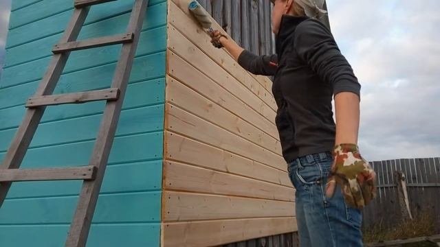 Отделка имитацией бруса. Стена 3 день 2. Дом.
