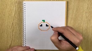 Как нарисовать улыбающуюся тыкву-смайлик на Хэллоуин | Маленькие лёгкие рисунки по клеточкам