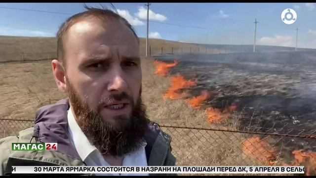 На окраине сельского поселения Барсуки произошло возгорание сухостоя.