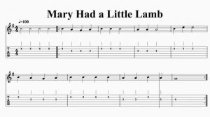 Mary Had a Little Lamb for Guitar. Notation and TAB