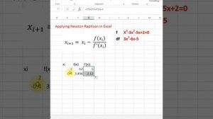 Newton Raphson Method using Microsoft Excel