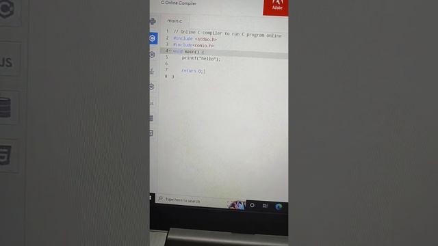 c online compiler... write simple program in c language.