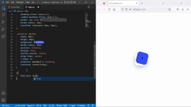 Social media icons using HTML and Css | Back to Front Animation |Grassmorphism social icon @ravied