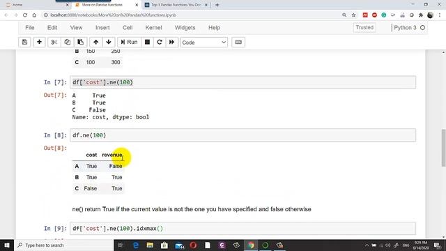 Pandas important 3 functions