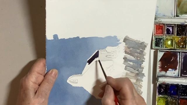 Painting buildings, a coastal Welsh church : watercolour tutorial with tips on perspective. смотреть онлайн