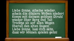 Стихи для детей на немецком языке. Liebe Sonne, scheine wieder (перевод в описании)