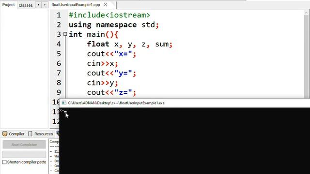 18. Example of input statement 'cin' for float variables  in c++ in Urdu and Hindi