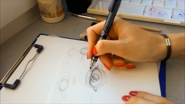 Как рисовать глаза. Акварельный скетч/ How to paint eyes using watercolor смотреть онлайн