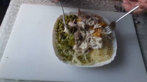 Салат с яичными блинчиками! Очень простой и вкусный салат