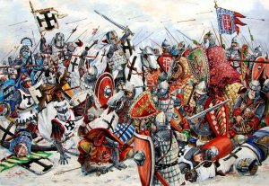 Войско Александра Невского одержало победу над немецкими рыцарями на Чудском озере (Ледовое побоище)