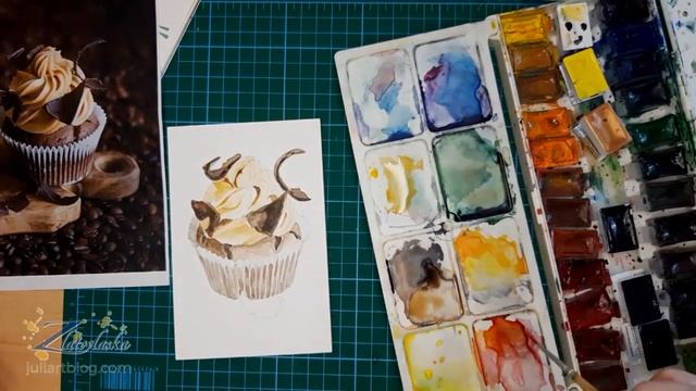 Cupcake Watercolor. Капкейк акварелью. смотреть онлайн