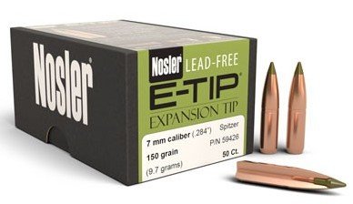 Nosler E-Tip 7mm .284 150gr 9,7грамм Spitzer BC-0,423