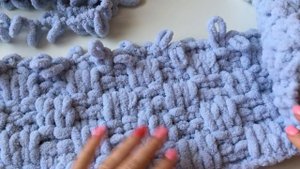 Вяжем из Alize Puffy чехол на подушку, узор"ПУТАНКА"